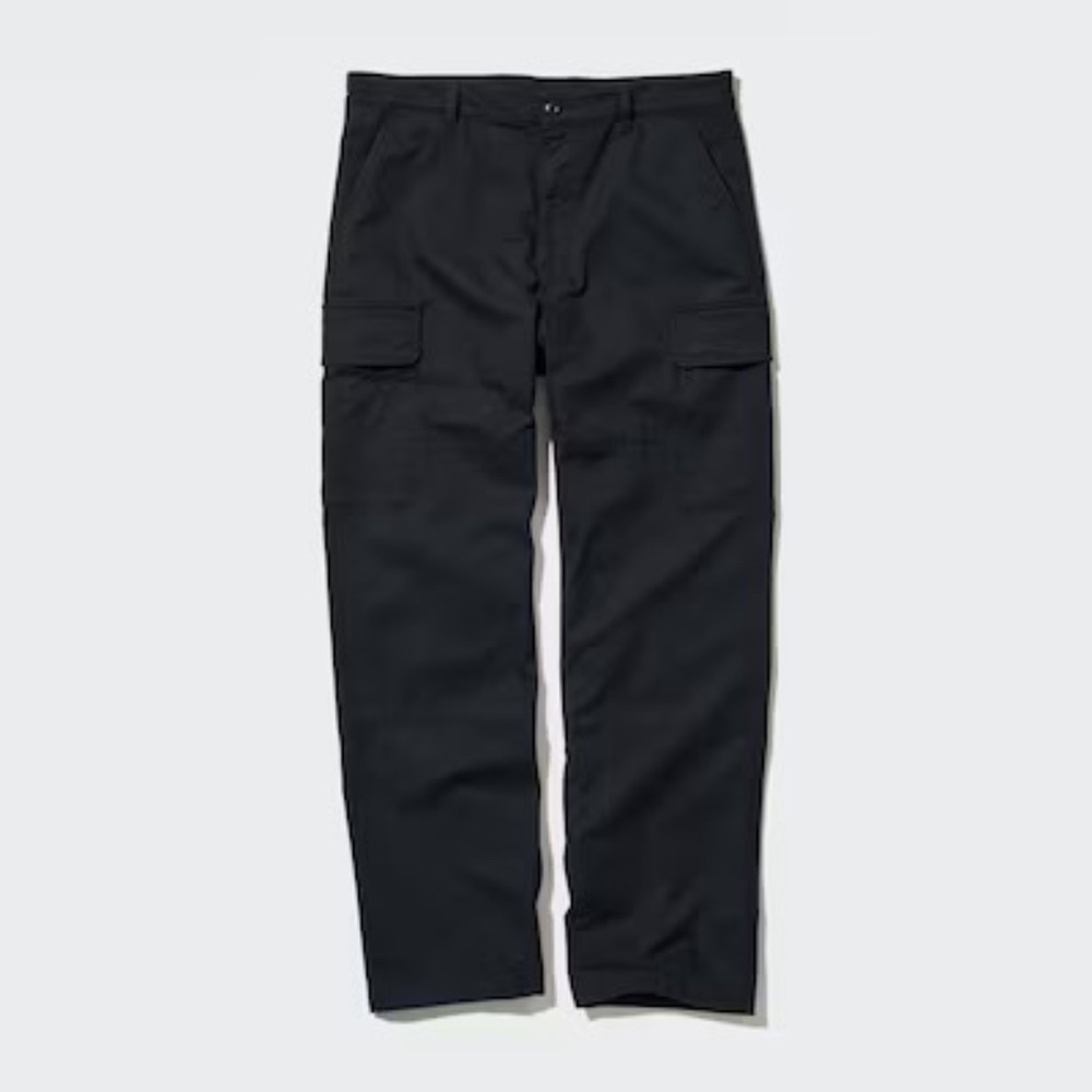 Uniqlo Cargo Pants Stretch Cotton Black Large 35x28